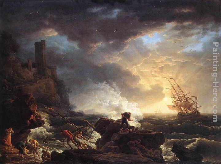 Shipwreck painting - Claude-Joseph Vernet Shipwreck art painting